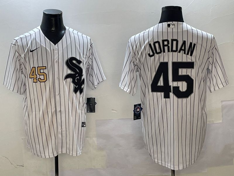 Men Chicago White Sox #45 Jordan White Stripe Game 2025 Nike MLB Jersey style 4